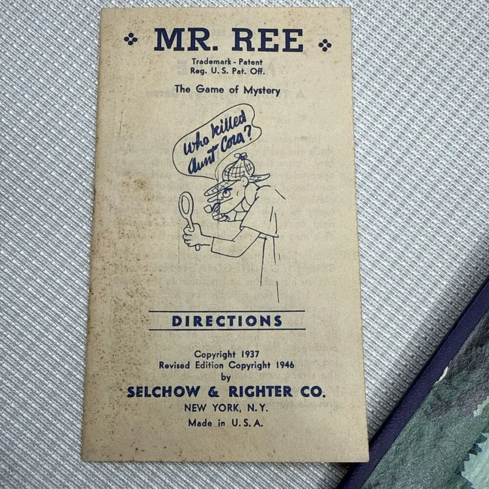 Vintage 1937 Selchow & Rig Boardgame Mr. Ree! - The Fireside Detective Game